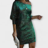 Vestido con brillos y contraste