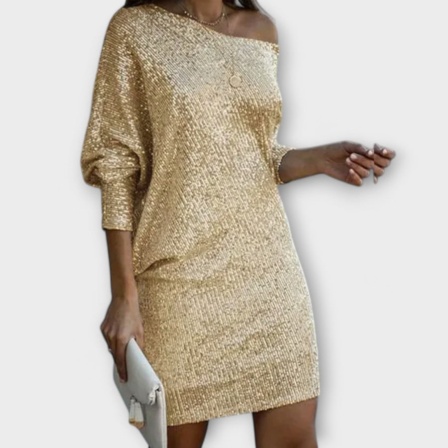 Vestido con brillos y contraste