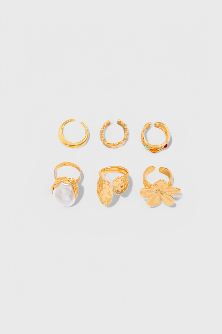 Anillo Abierto en Forma de Flor Líquida de Perla