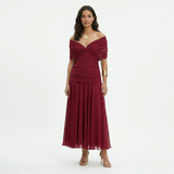 Vestido Largo Plisado Floral Mujer