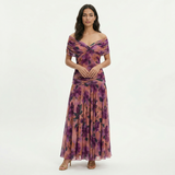 Vestido Largo Plisado Floral Mujer