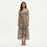 Vestido Largo Plisado Floral Mujer