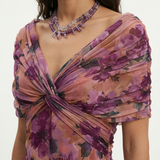 Vestido Largo Plisado Floral Mujer